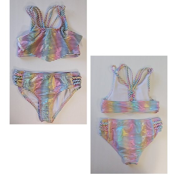 Penelope Mack 2 Pairs 2-Pieces Swimsuit Girls Size 6-7 Multicolor Beach - Picture 2 of 5